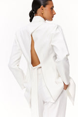 Open-Back Belted Blazer