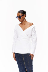 Off-Shoulder Wrap Shirt