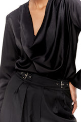 Draped Satin Blouse