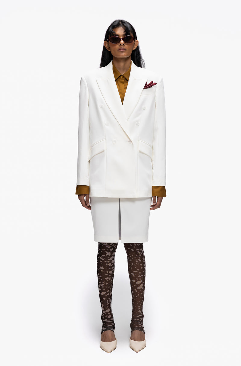 Peak Double-Breasted Skirt Suit