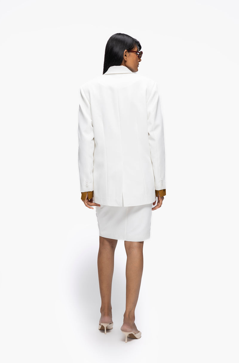 Peak Double-Breasted Skirt Suit