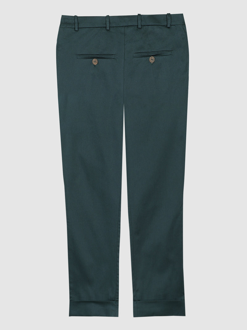 Stretch Cotton Cuffed Trousers