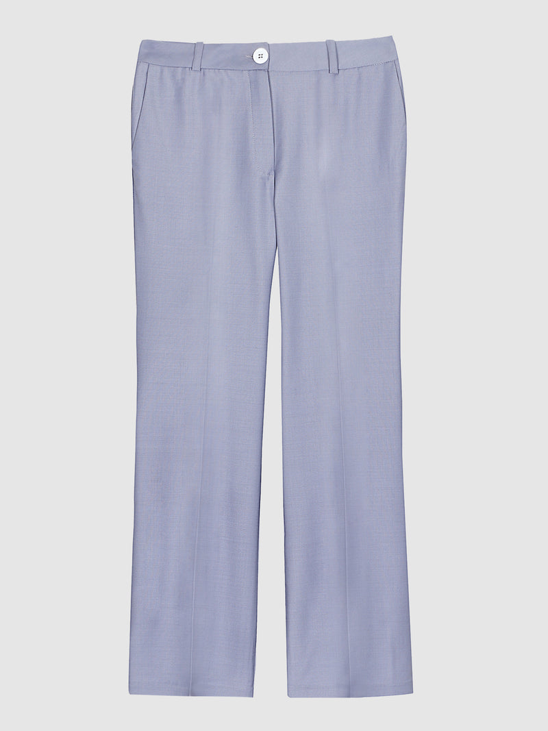 Wide-Leg Stretch Wool Trousers