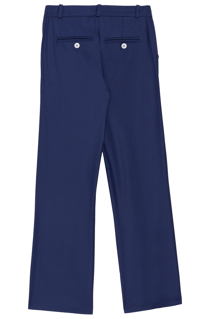 Wide-Leg Stretch Wool Trousers