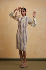 Striped Sheath Dress - Dress - Qua