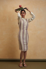 Striped Sheath Dress - Dress - Qua