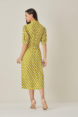 Belted Patterned Dress - Dress - Qua