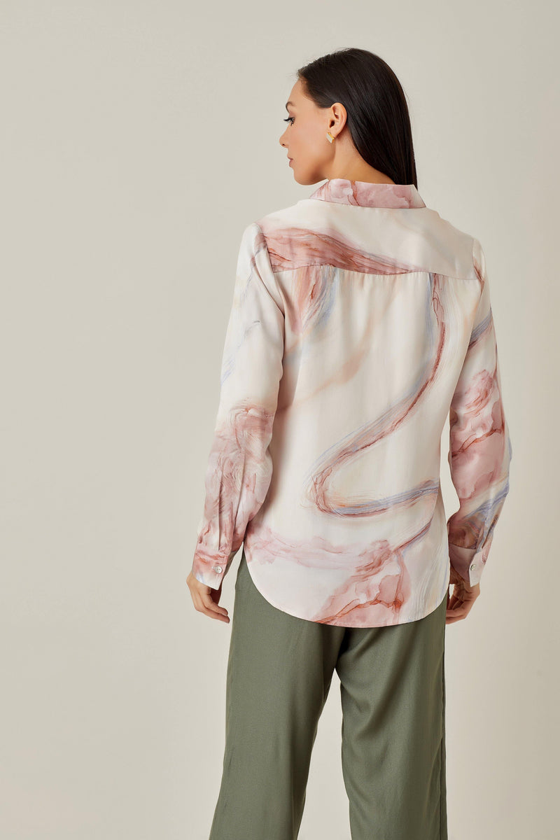 Watercolor Satin Shirt - Shirt - Qua