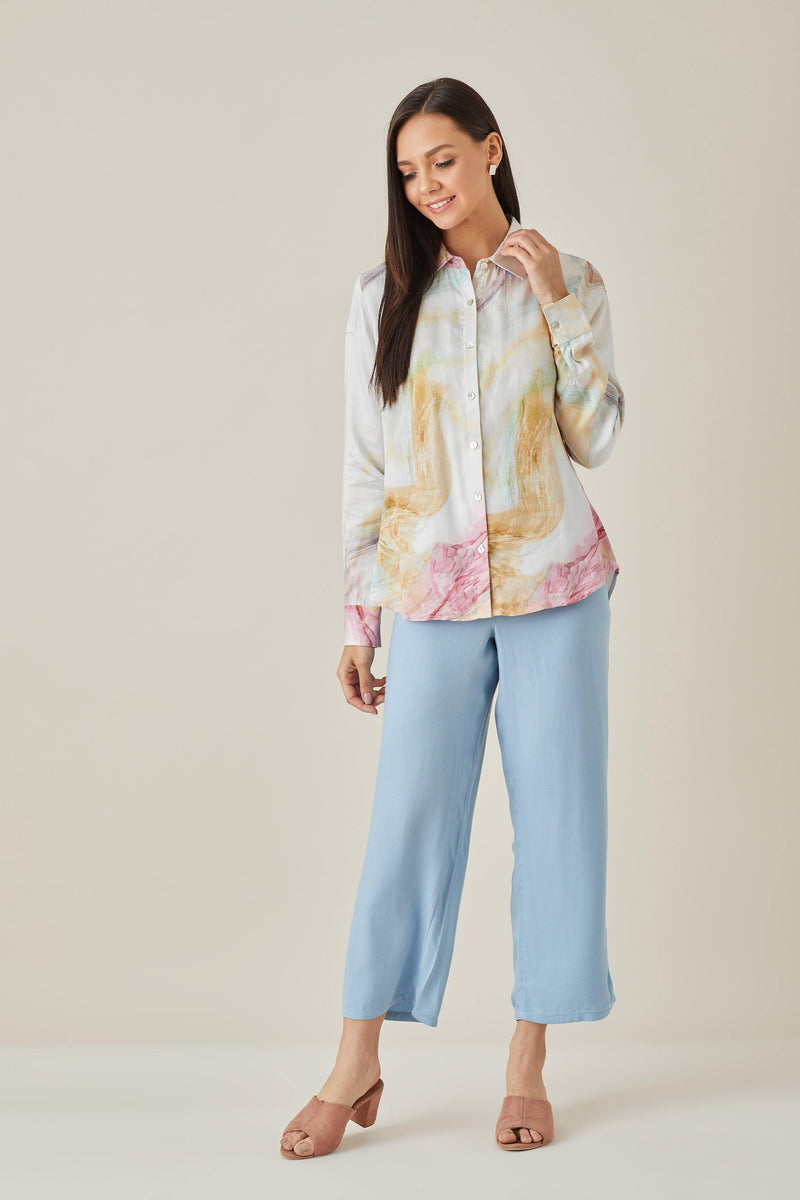 Watercolor Satin Shirt - Shirt - Qua