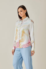 Watercolor Satin Shirt - Shirt - Qua