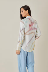 Watercolor Satin Shirt - Shirt - Qua