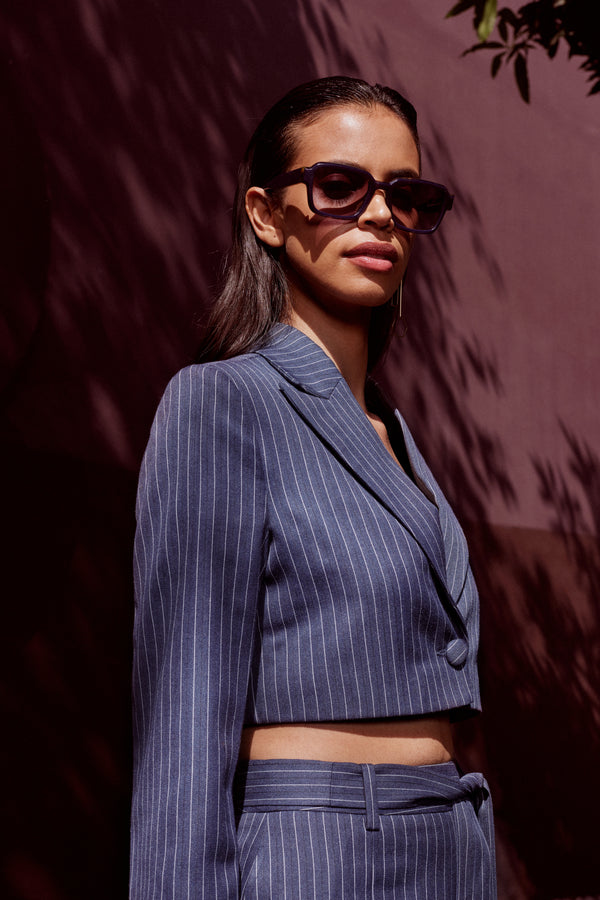 Pinstripe Cropped Blazer