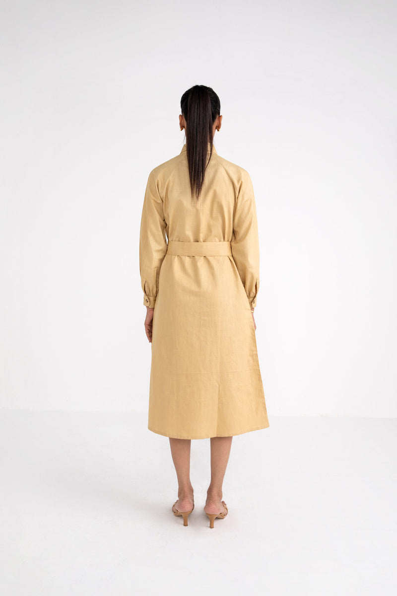 Belted Cotton Midi Dress - Dress - Qua