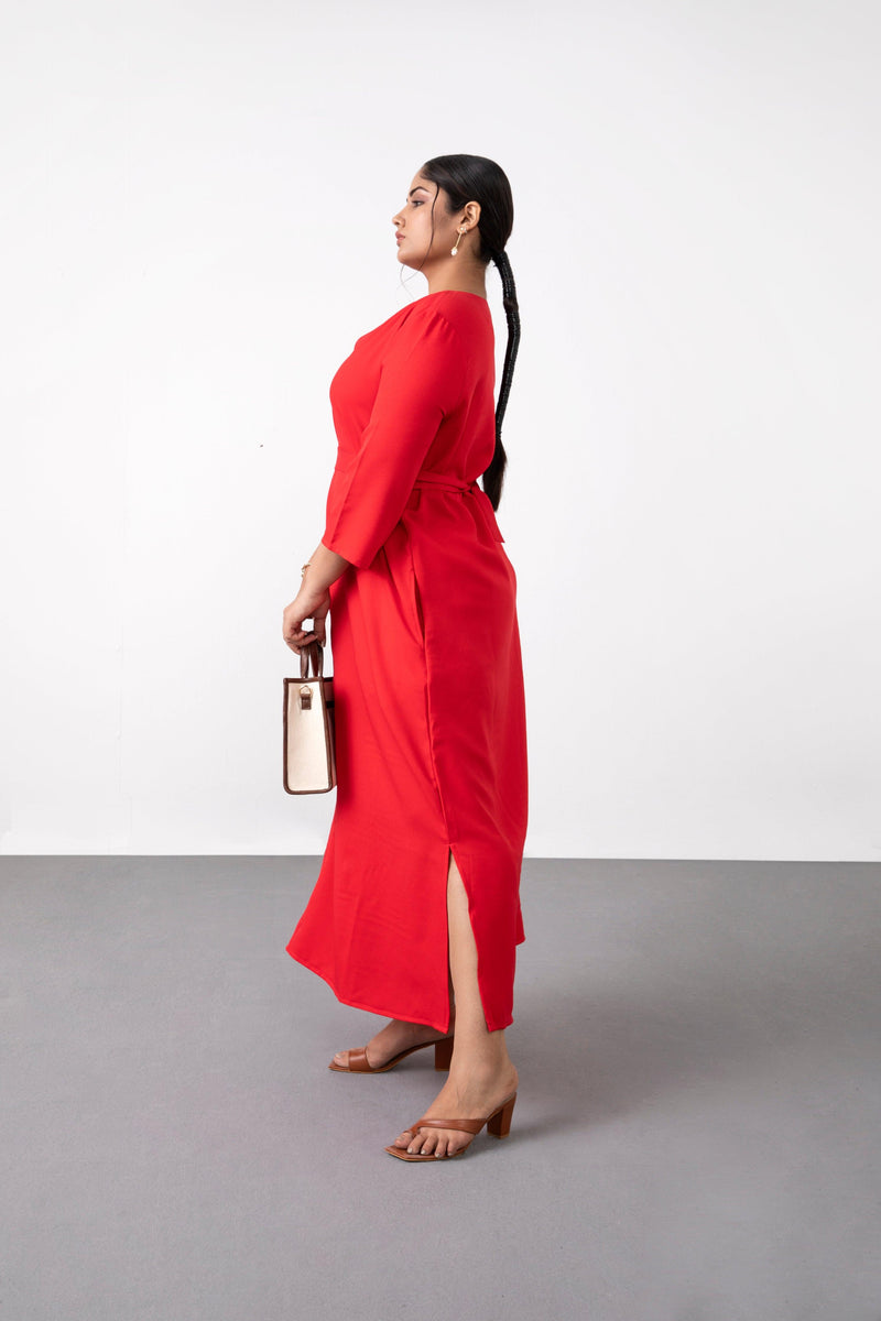 Belted Maxi Dress - Dress - Qua
