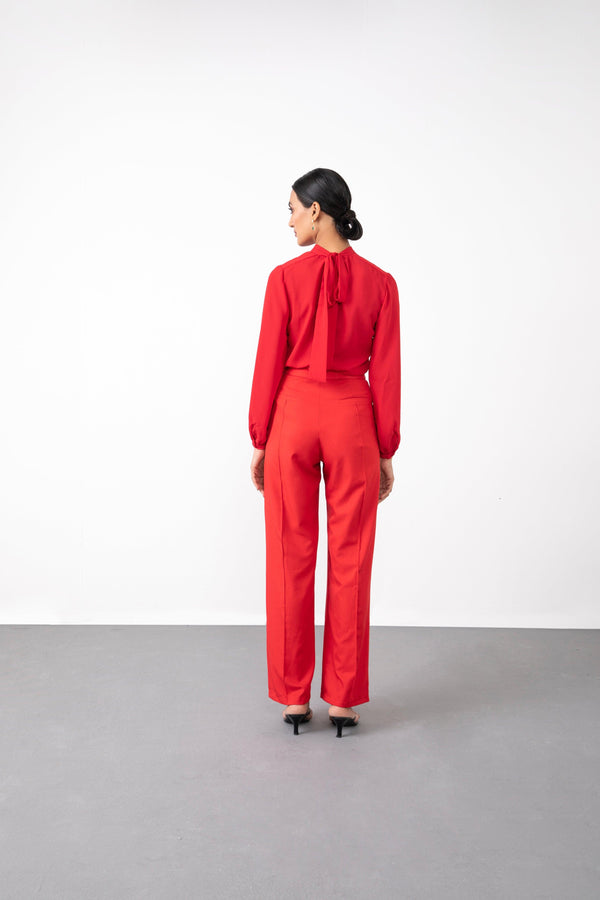 Flowing Neck-Tie Blouse - Tops - Qua