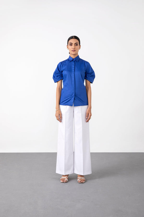 Ruched Sleeved Shirt - Shirt - Qua