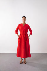 Belted Maxi Dress - Dress - Qua