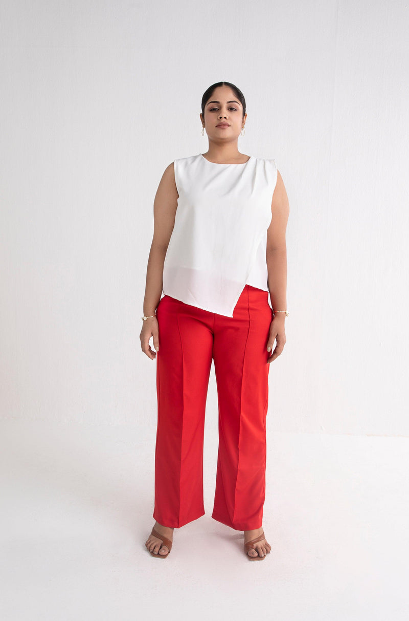 Asymmetrical Pleated Blouse - Tops - Qua