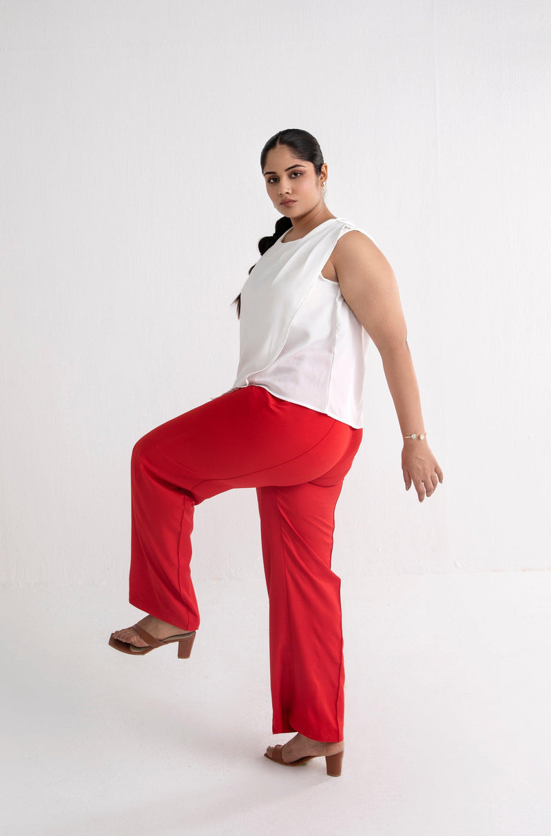 Creased Wide Leg Trousers - Trousers - Qua