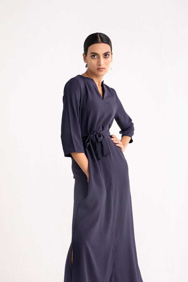 Belted Maxi Dress - Dress - Qua