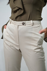 Stretch Cotton Cuffed Trousers