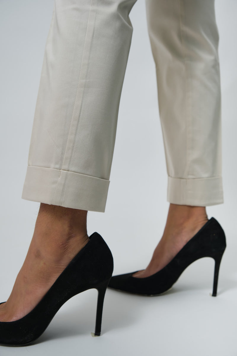 Stretch Cotton Cuffed Trousers