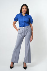 Wide-Leg Stretch Wool Trousers