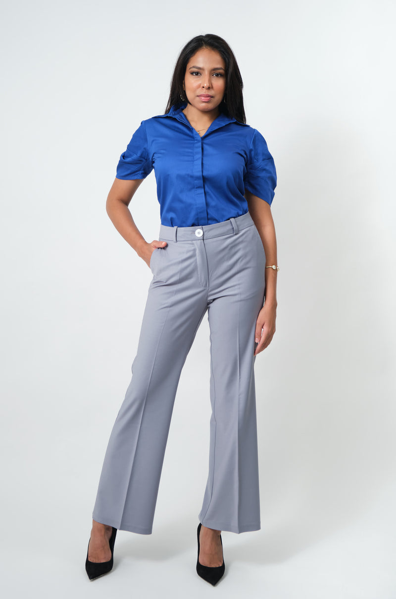 Wide-Leg Stretch Wool Trousers