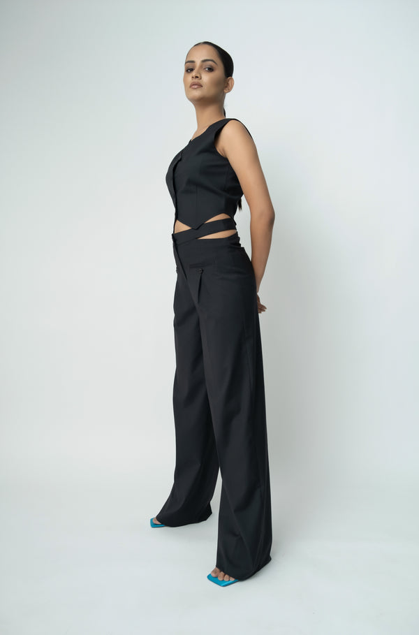 Wide Leg Cut-out Trousers